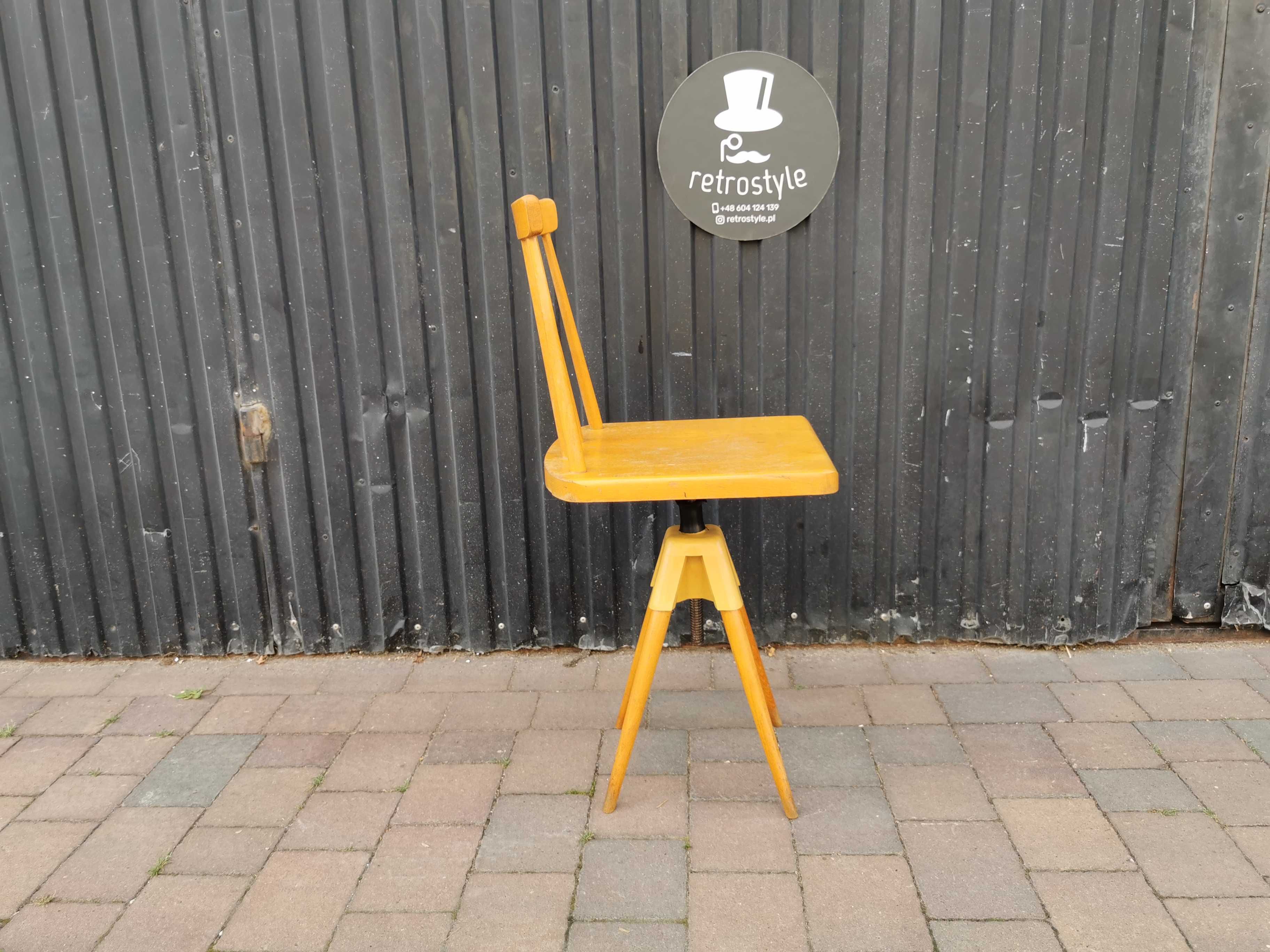 Designerskie krzesło obrotowe, regulowane, Czechosłowacja '60, PRL