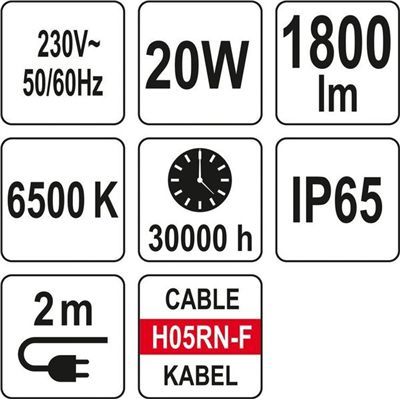 Reflektor Smd Led Ze Stojakiem 20W 1800Lm Yato