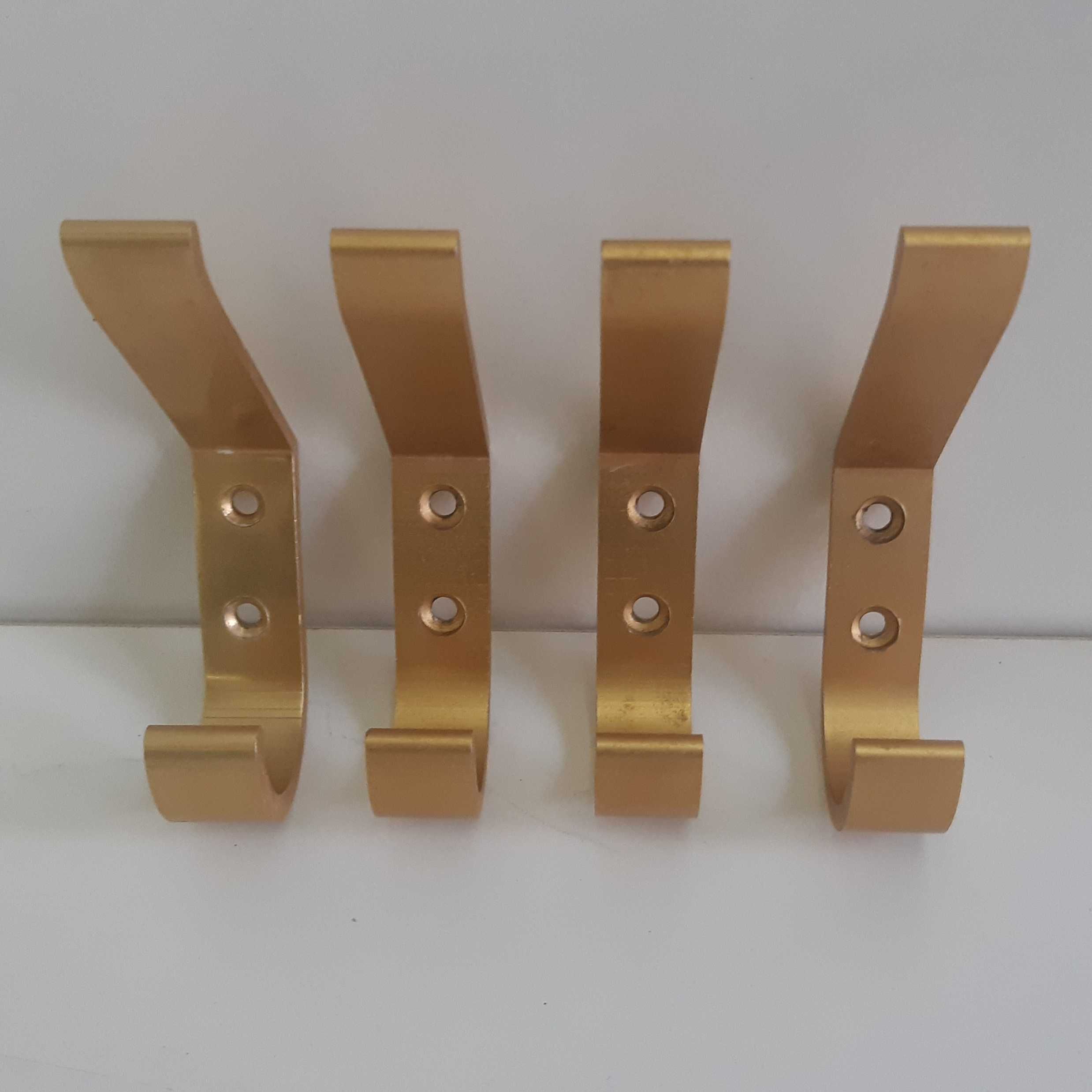 4 Cabides Parede Porta Gancho Duplo Alumínio Anodizado Dourado