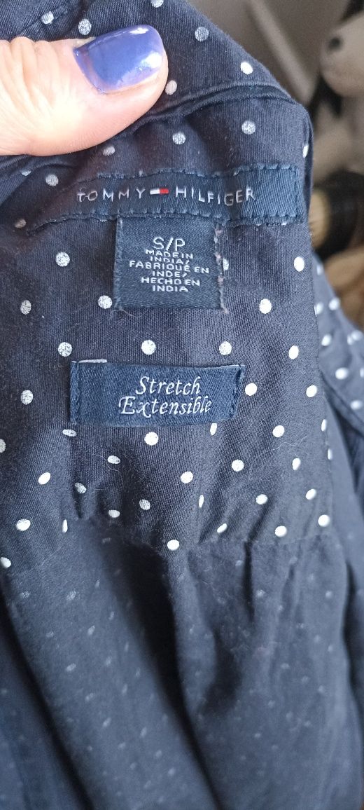 Granatowa sukienka koszulowa w groszki Polka Dot rozmiar S