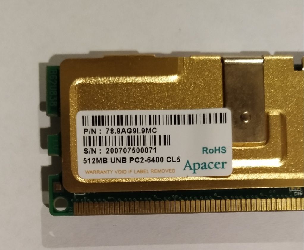 Оперативная память Apacer 512 Mb DDR2 800 PC2-6400 в радиаторе