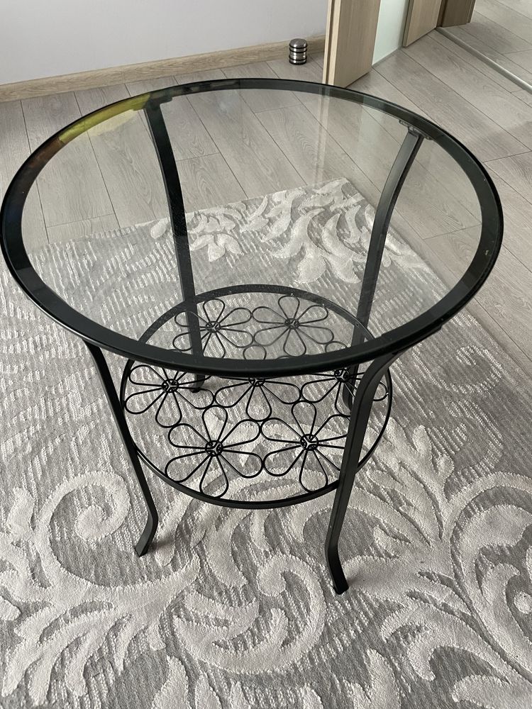 Stolik kawowy okrągły szkło metal Ikea