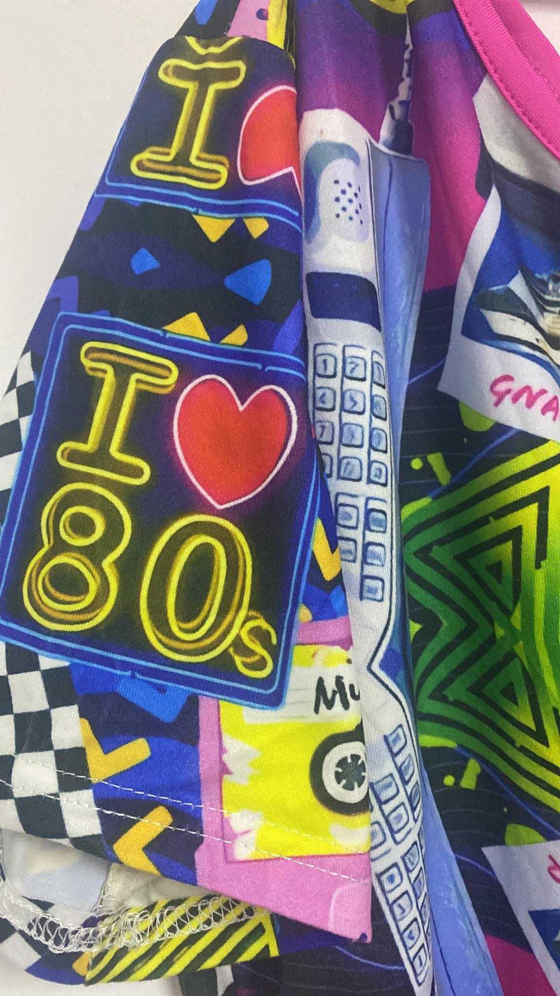 strój  karnawałowy kostium w stylu lat 80