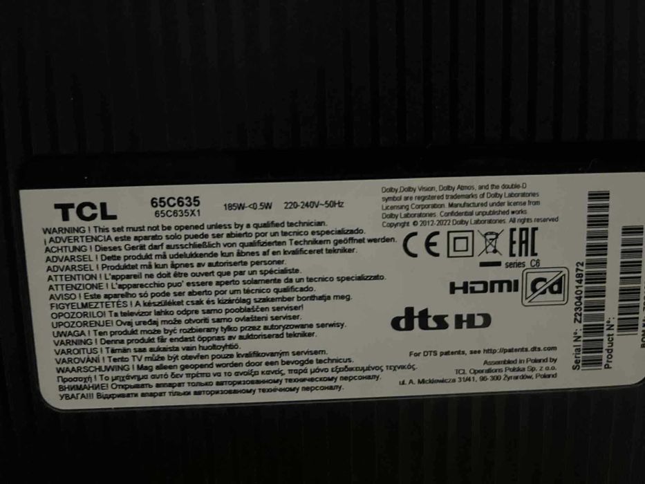 TV TCL 65C635. 65 Cali
