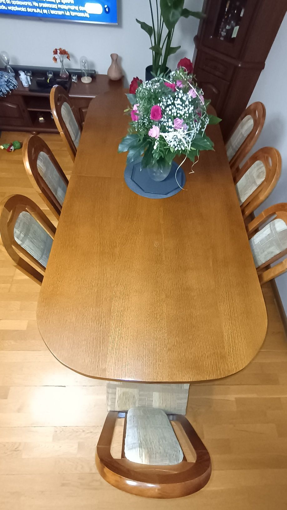 Duży Stół drewniany z krzesłami 8szt