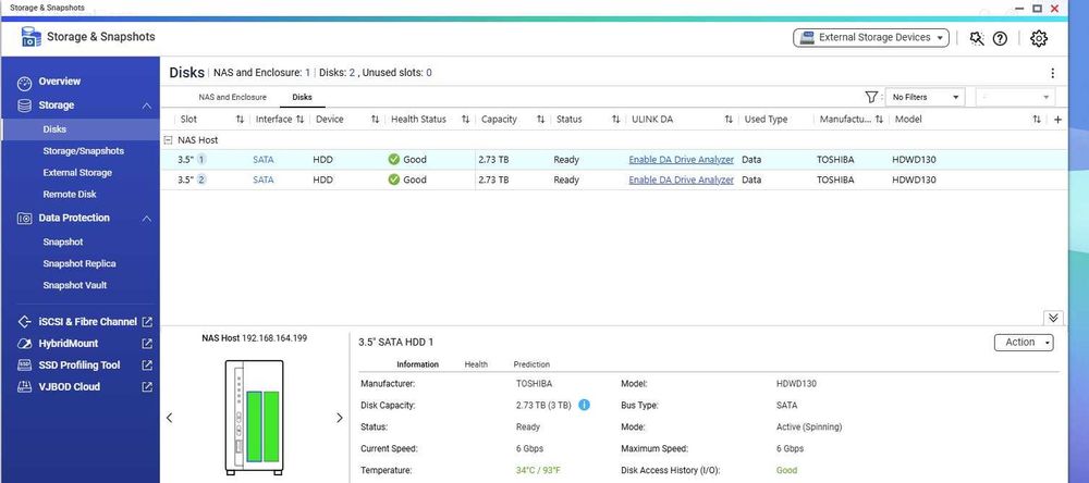NAS QNAP TS-233 com 2X2TB