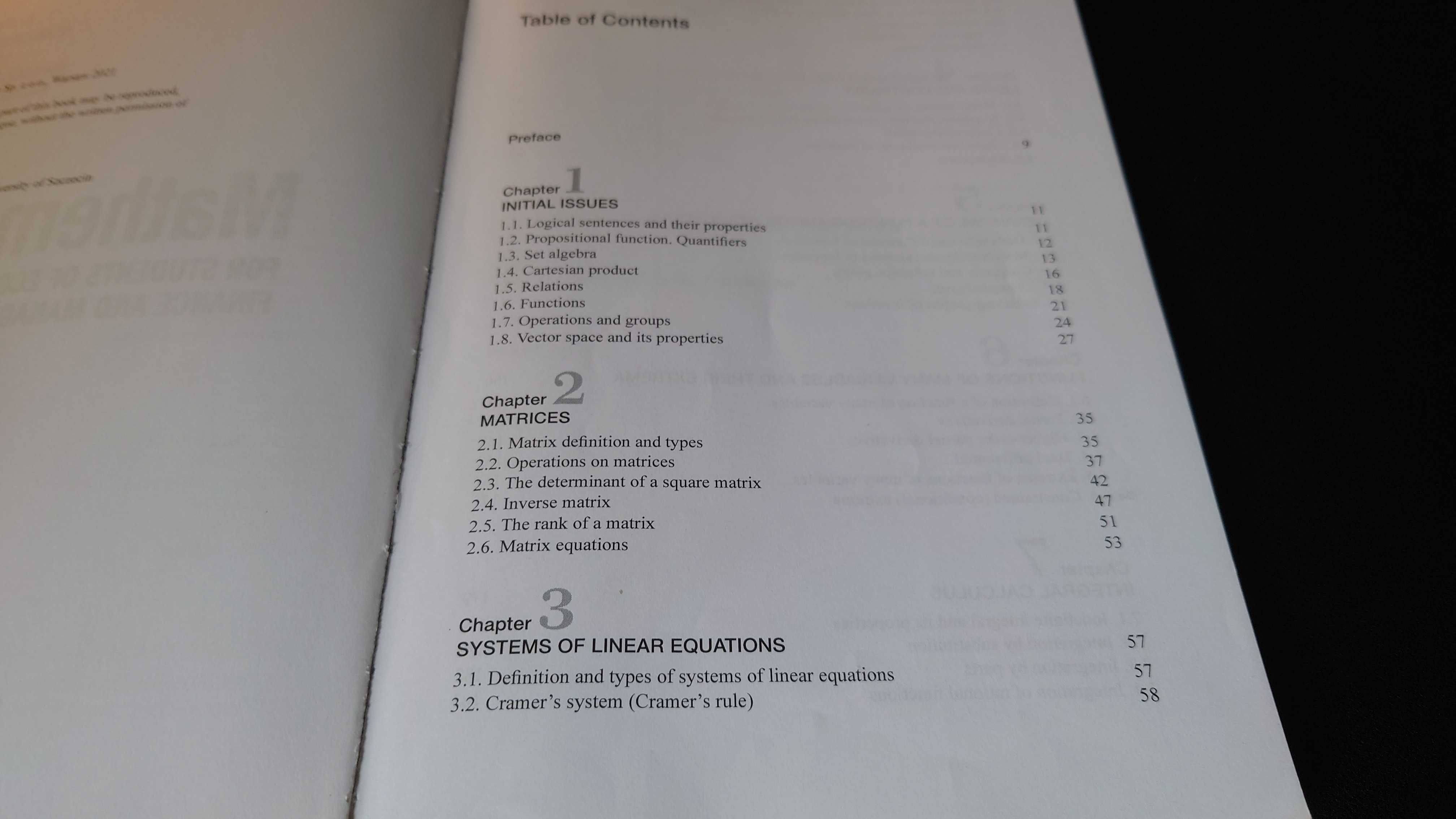Mathematics for students of economics finance and management