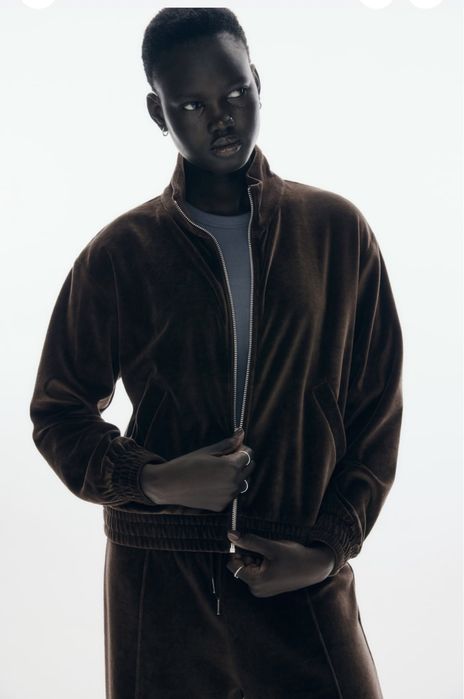 Костюм hm шоколадний штани шоколадні костюм спортивний велюровий