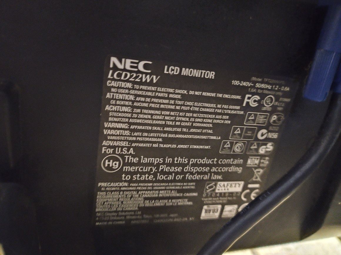 Monitor NEC LCD 22vw 22 cale