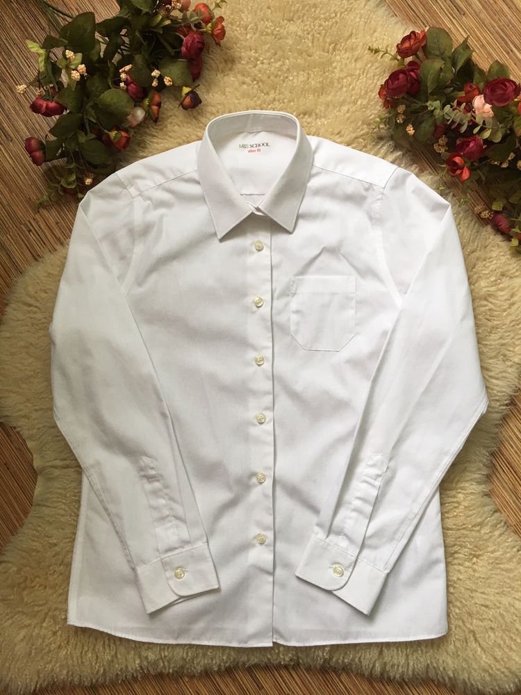 Классическая белая рубашка на мальчика 10-12 лет