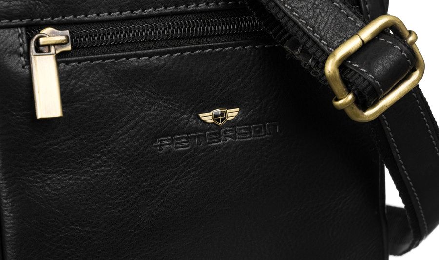 Torba Męska PETERSON Skórzana Listonoszka na Ramię Mała z Kieszonkami