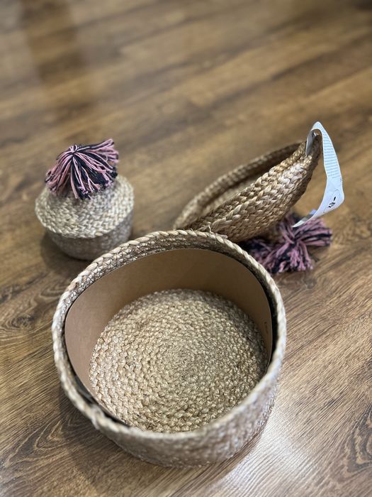 Набір джутових кошиків з кришками ціна за все