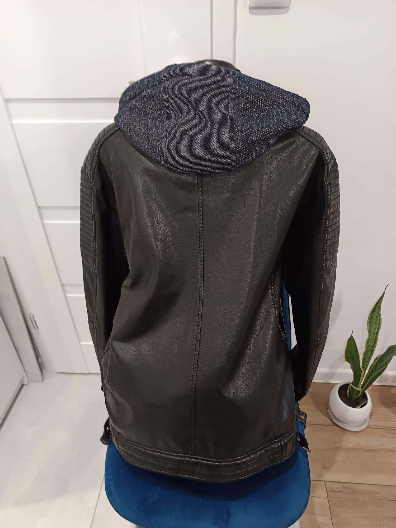 Kurtka motocyklowa  eko skóra z kapturem Go start XXL