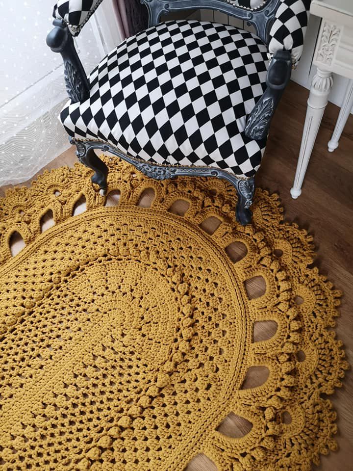Przepiękny szydełkowy dywan ażurowy handmade