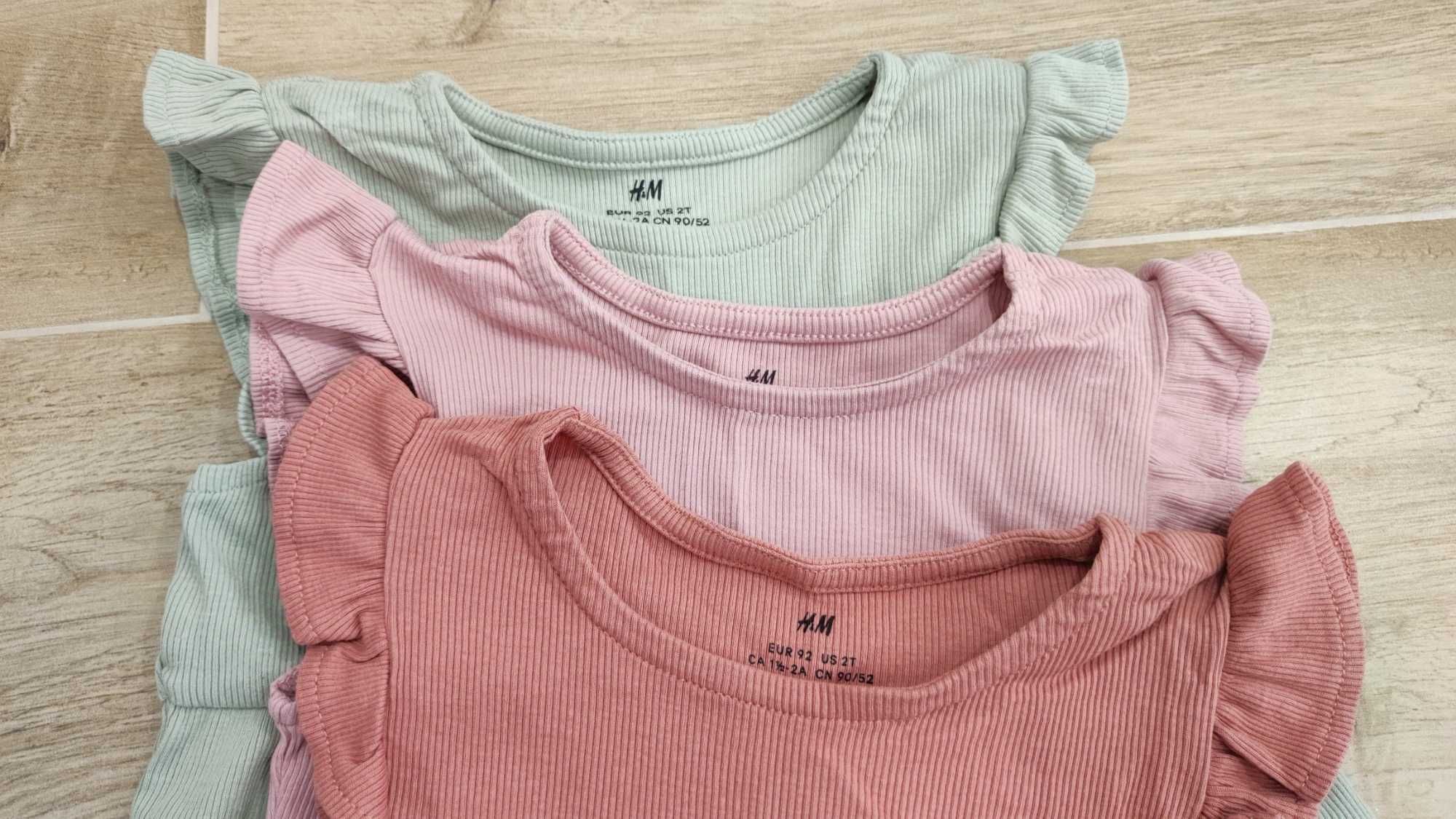 H&M Sukienka z dżerseju w prążek pudrowy róż r.92