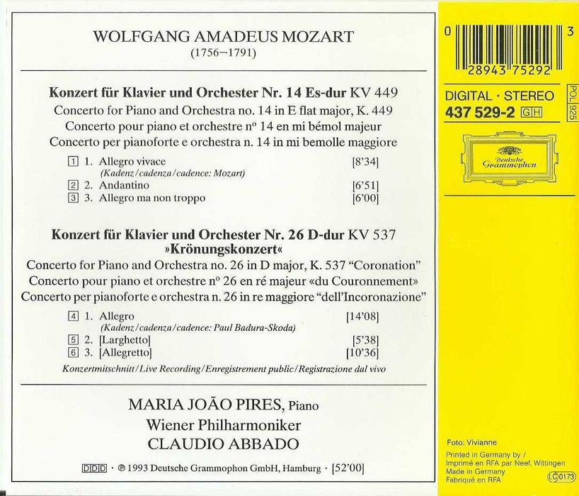 Maria João Pires, C. Abbado - Mozart: Klavierkonzerte: Piano Concertos