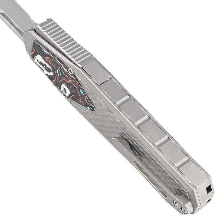 Nóż grawitacyjny Remette Swordfish Titanium / Red Blue Carbon Fiber, P