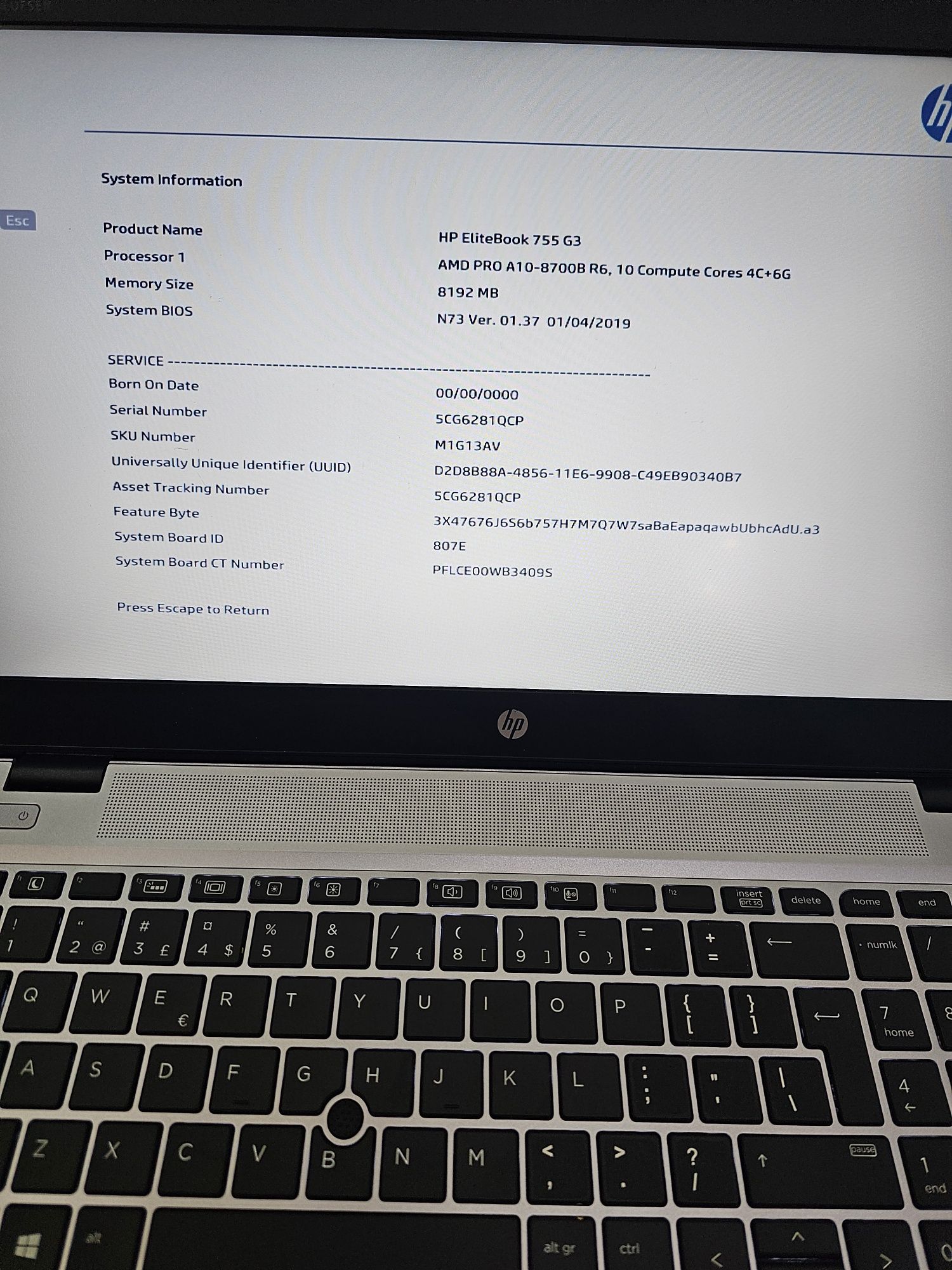 Laptop HP EliteBook 755 G3 / AMD PRO A10-8700B / 8GB DDR3 / 128GB SSD