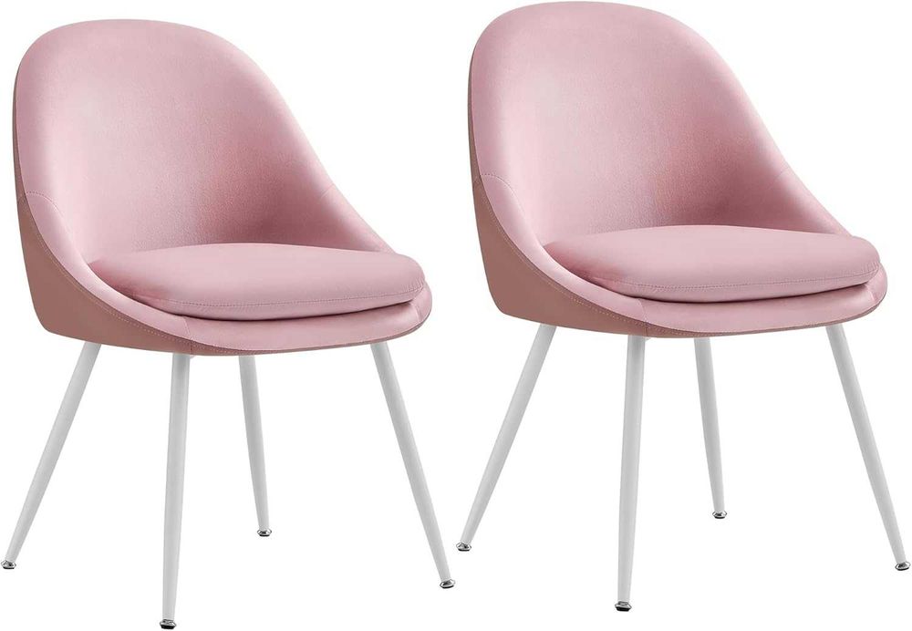 Różowe krzesła do salonu jadalni komplet 2 szt. z miękką poduszką