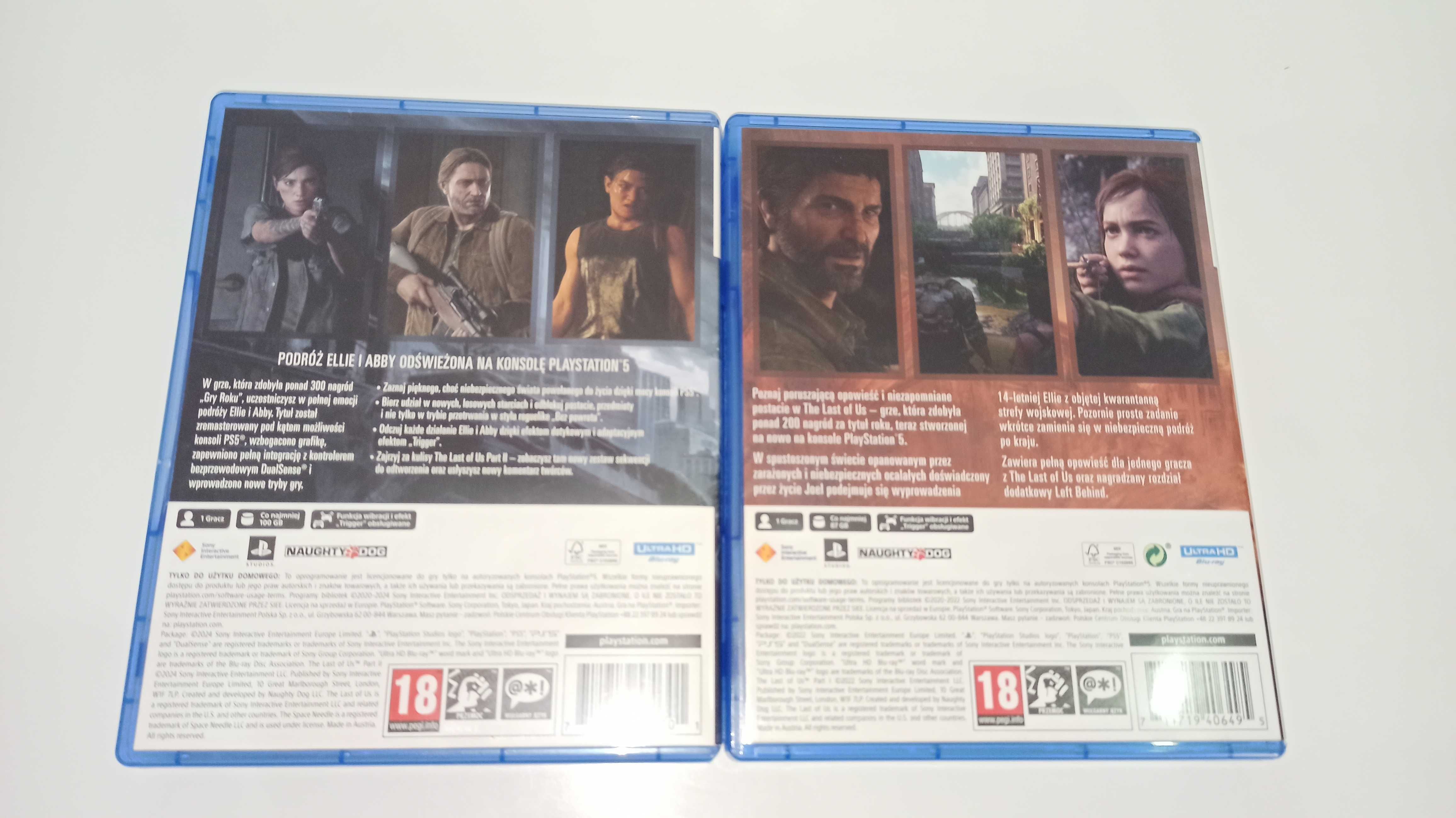 2 gry na ps5 THE LAST OF US PART I + PART II postacie mówią po polsku,
