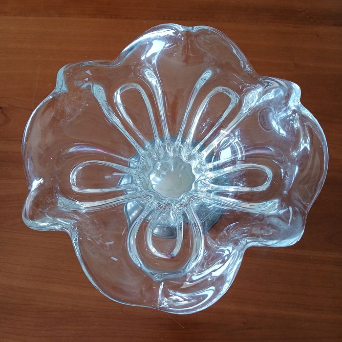 Centro de mesa fruteira de vidro e estanho