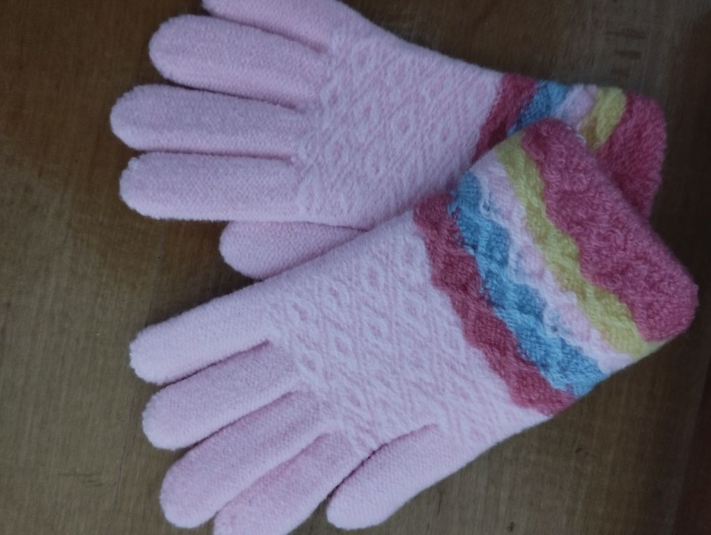 Перчатки детские для девочек распродажа. Корона зима/осень розовые , к