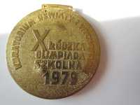 Medal plakieta X Łódzka Olimpiada Szkolna 1979 Łódź SzS mosiądz