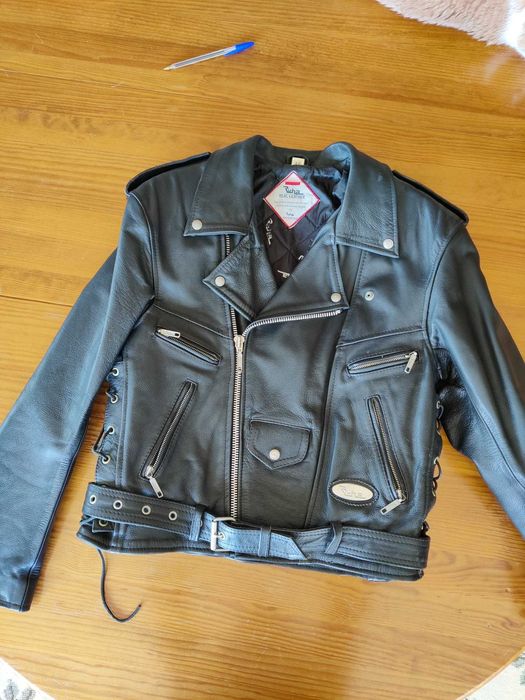 Casaco de couro vintage, de mulher