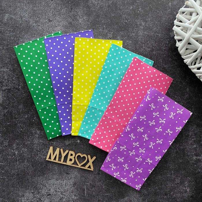 Паперові крафт пакети без ручок - коричневі, білі, кольорові