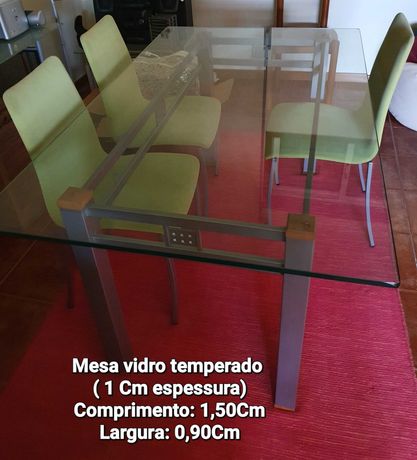 Mesa vidro com 4 cadeiras