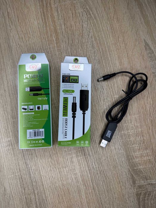 Кабель для роутера USB - DC 9V, 12V, 1 метр / Провід USB - DC 9V, 12V