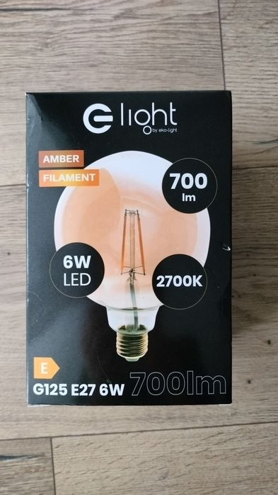 Nowa żarówka LED Eko-Light G125 E27 6W Amber Filament
