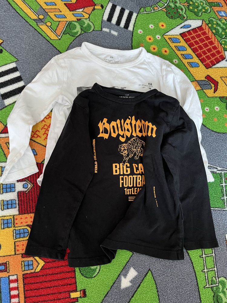 zestaw 2 bluzek na dlugi rekaw boy skate czarno białe tygrys tiger h&m