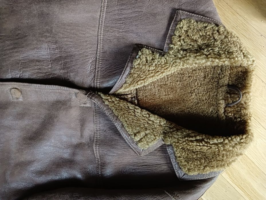 Super kurtka skórzana vintage kożuch XL/XXL skóra j ochnik wełna