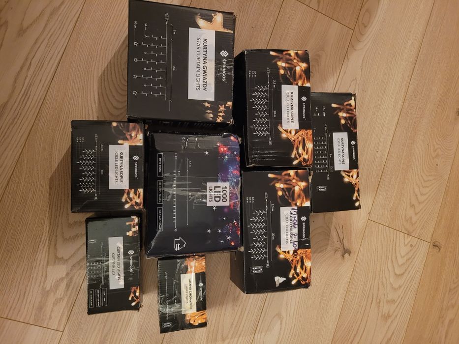 Lampki, girlandy świąteczne wewnętrzne, zewnętrzne, pilot, tryby