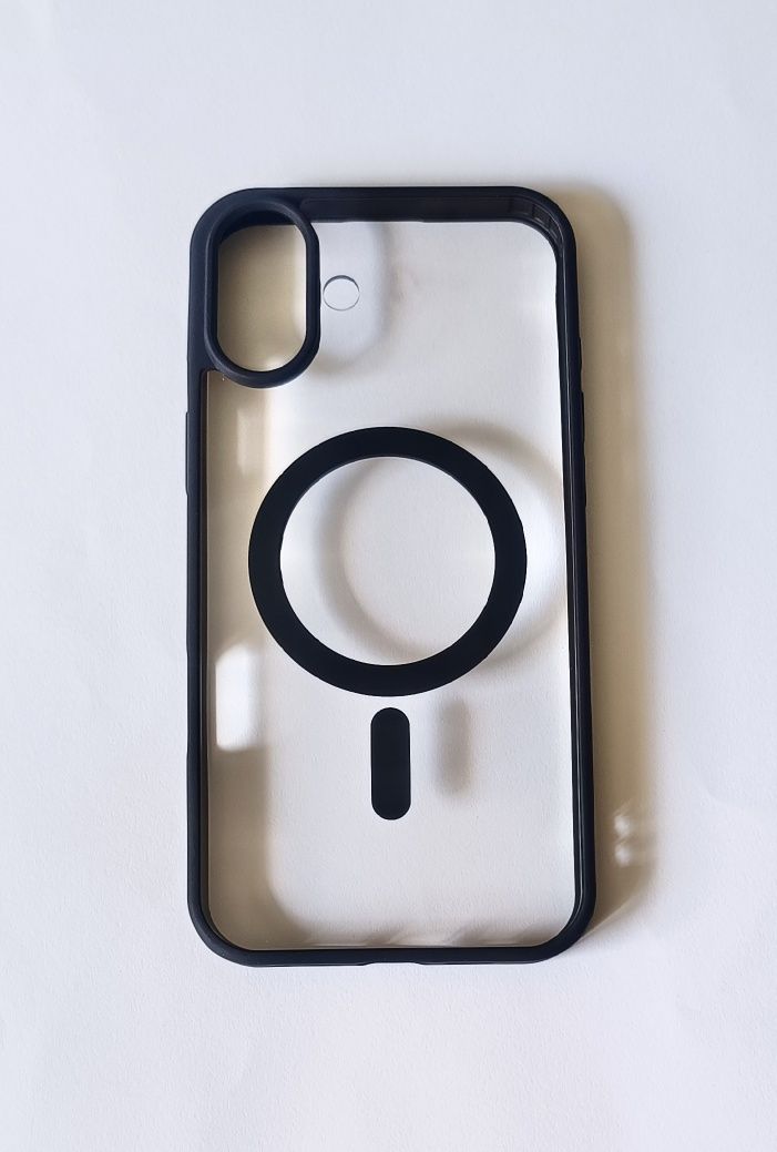 Etui/case przezroczyste z magsafe czarne iPhone 16 plus