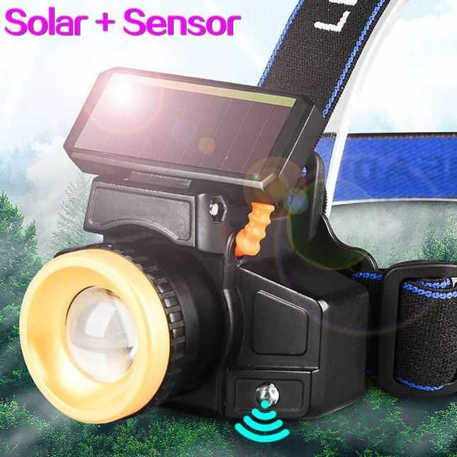 Налобный фонарик с солнечной панелью и датчиком движения POCKETMAN