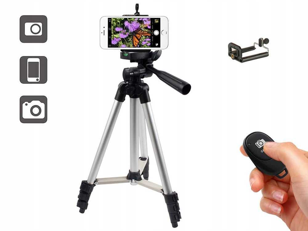 STATYW NA APARAT Telefon Stojak TRIPOD 102cm Do ZDJĘĆ Bluetooth PILOT