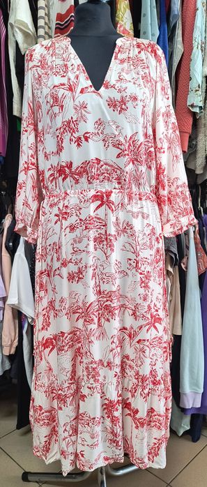 Jesienna sukienka h&m wiskoza r.34 xs j.nowa rękaw 3/4