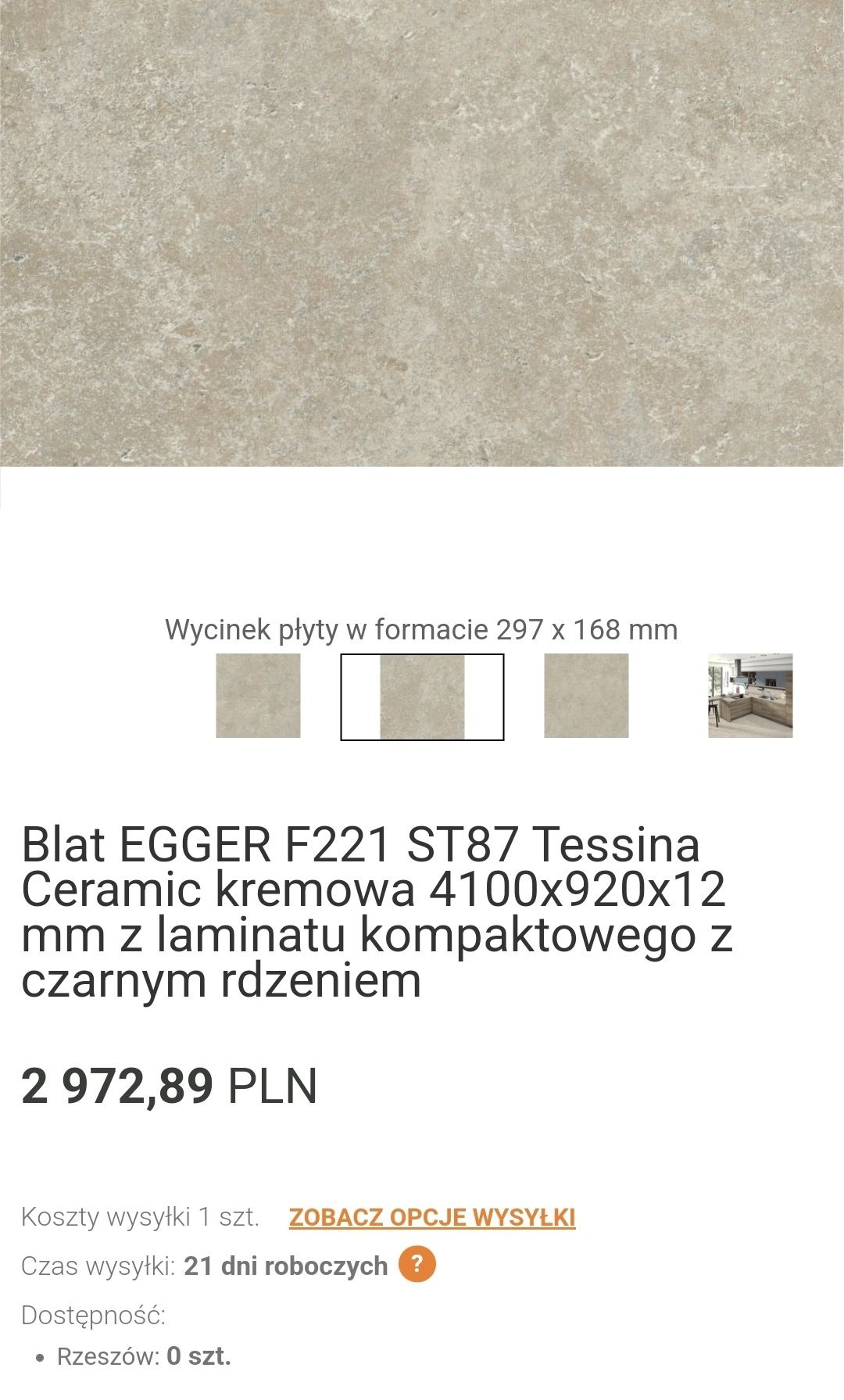 Blat stół 12mm kompakt Beczka Egger NOWY 180x90cm Tessina Ceramic Ww