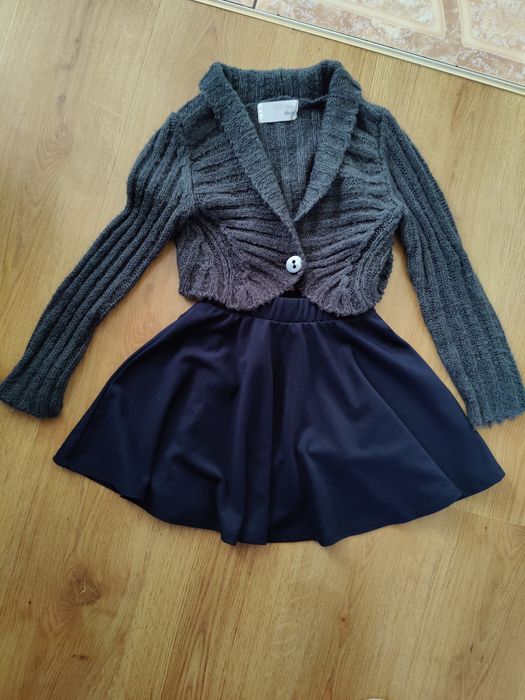 Zestaw 8szt ubrań 128 H&M bluzka z długim rękawem spódnica bolerko