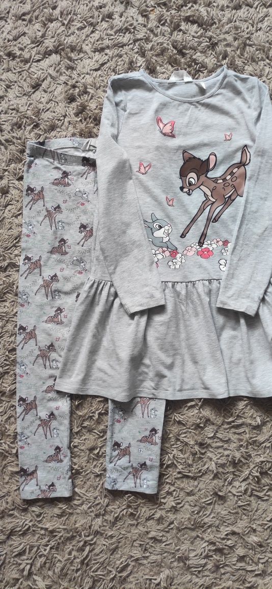 H&M komplet sukienka i legginsy dla dziewczynki Bambi Disney rozmiar 1