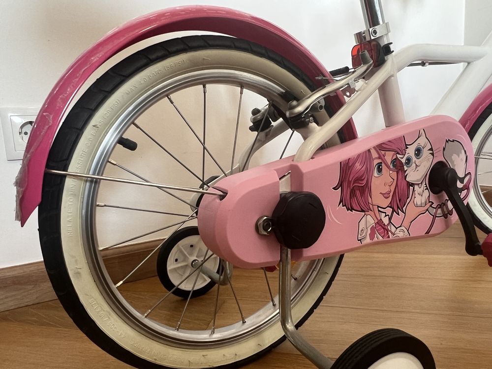 Bicicleta b-twin, 16" criança, c/ rodinhas
