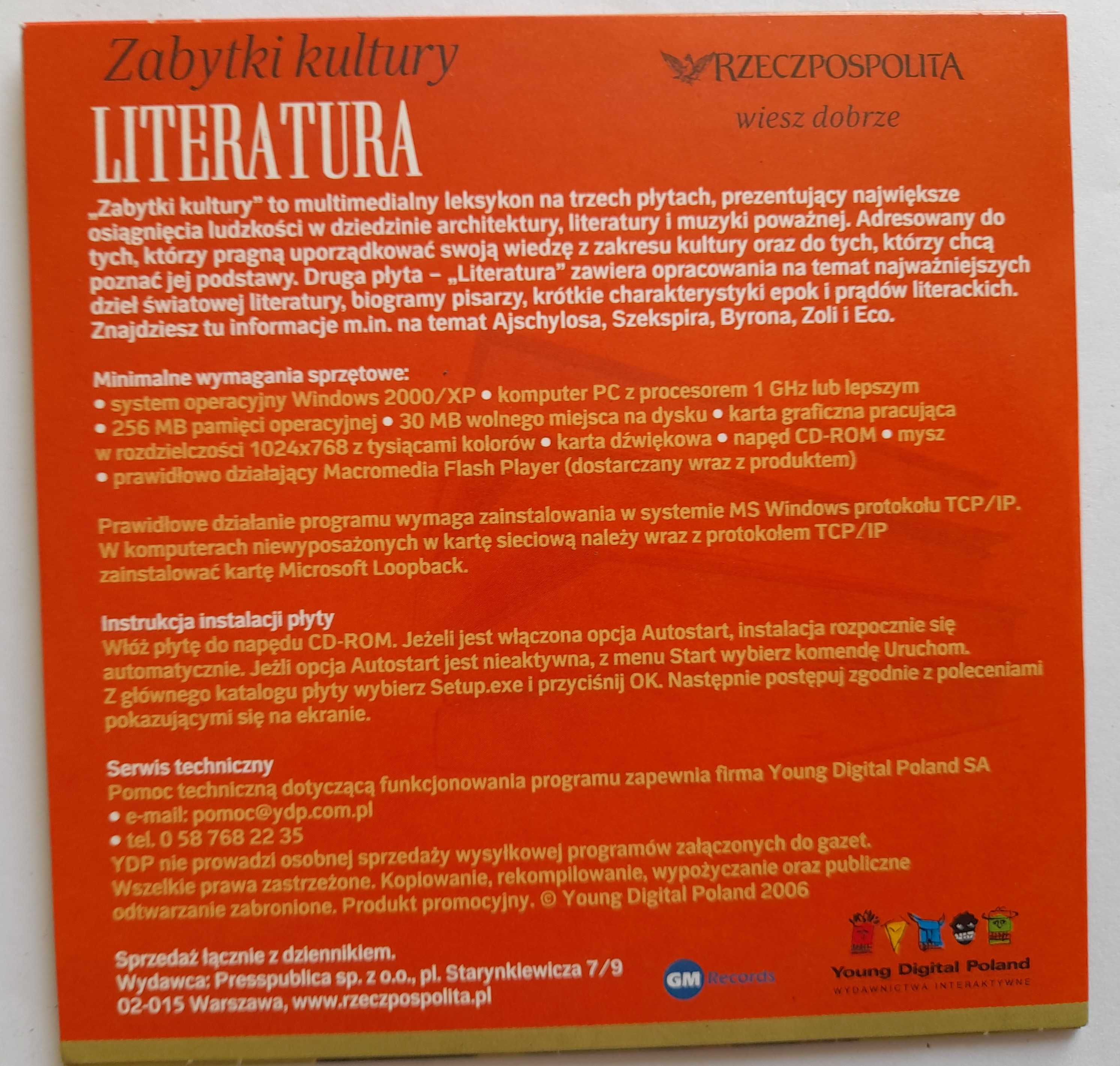 Zabytki kultury LITERATURA VCD