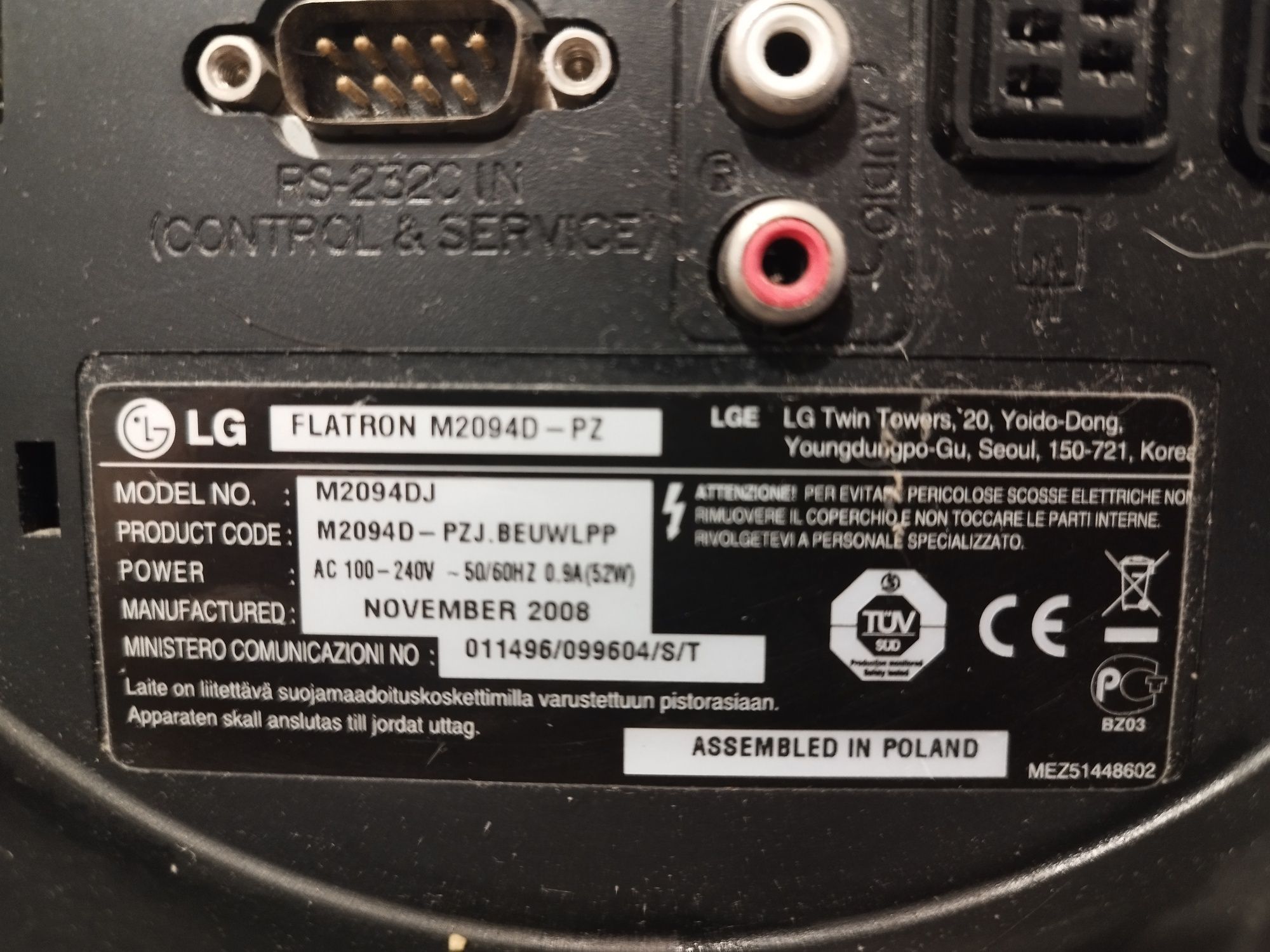 Monitor Flatron M2094D z funkcja TV. 20"