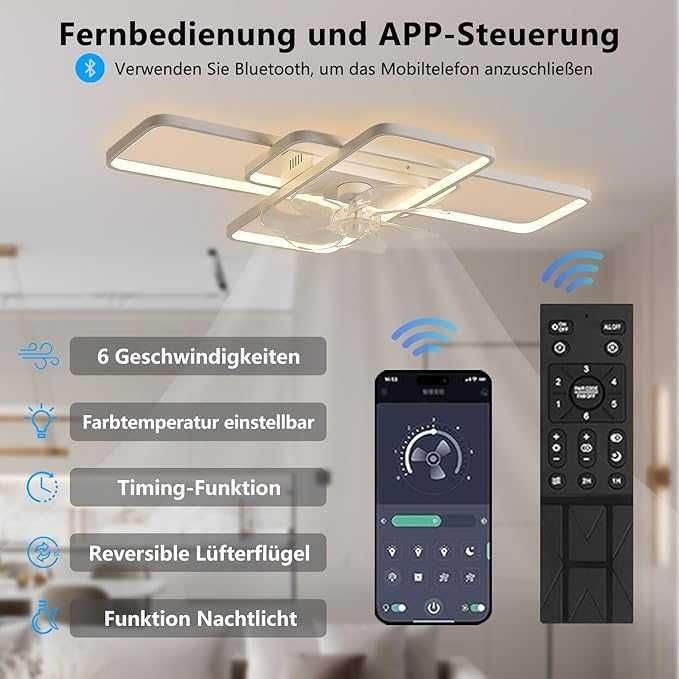Wentylator sufitowy MiiR z oświetleniem LED 80 W z pilotem