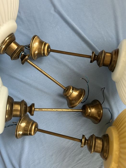 Stara lampa żyrandol art deco ryflowany klosz szkło dwuwarstwowe