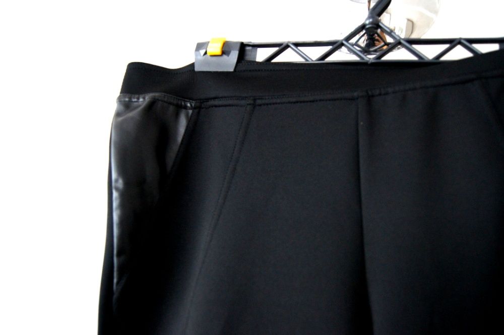 czarne skorzane eleganckie spodnie tregginsy treginsy skorkowe 40XL 42
