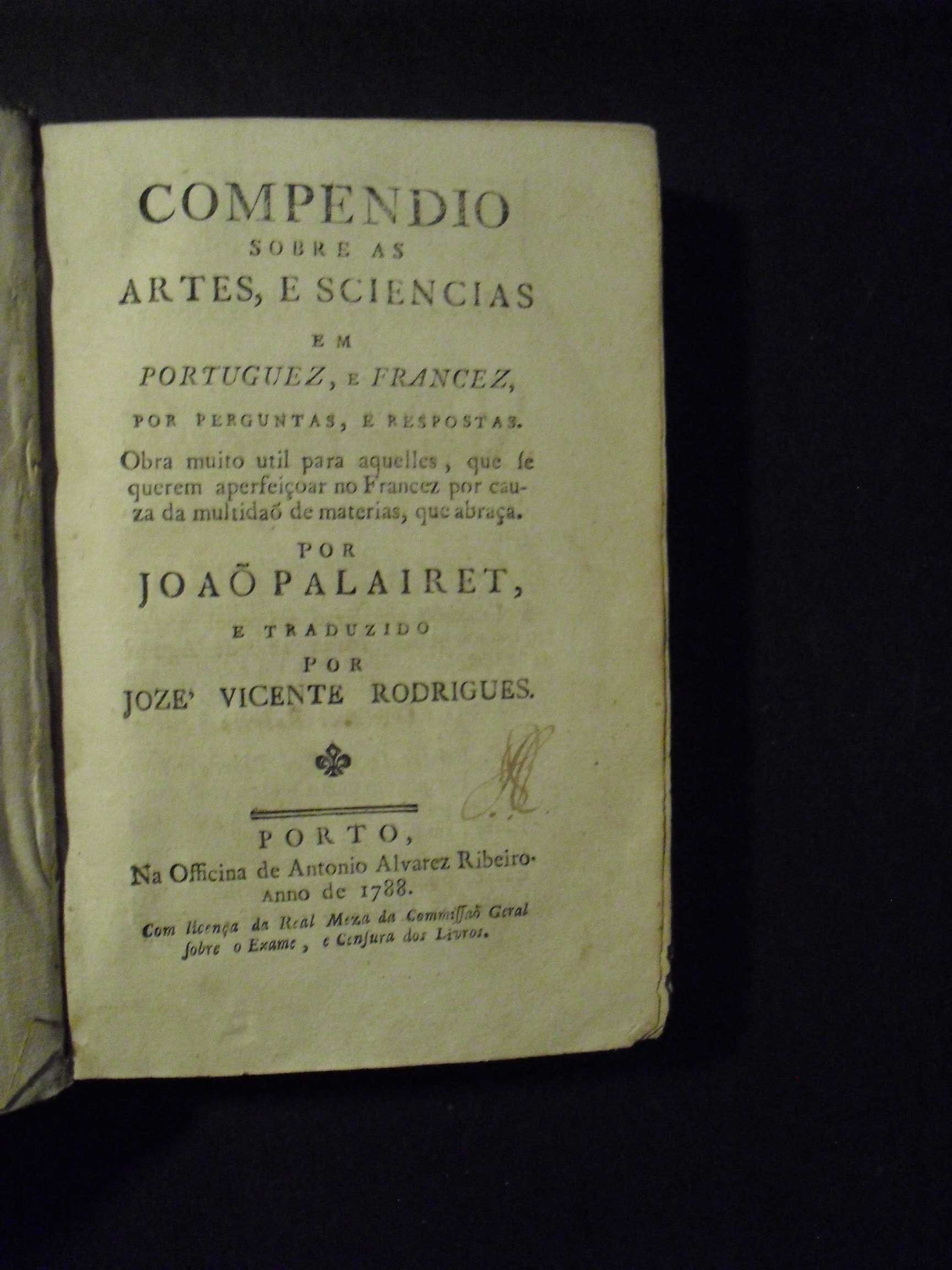 Palairet (João);Compendio sobre as Artes e Scencias em Portuguez