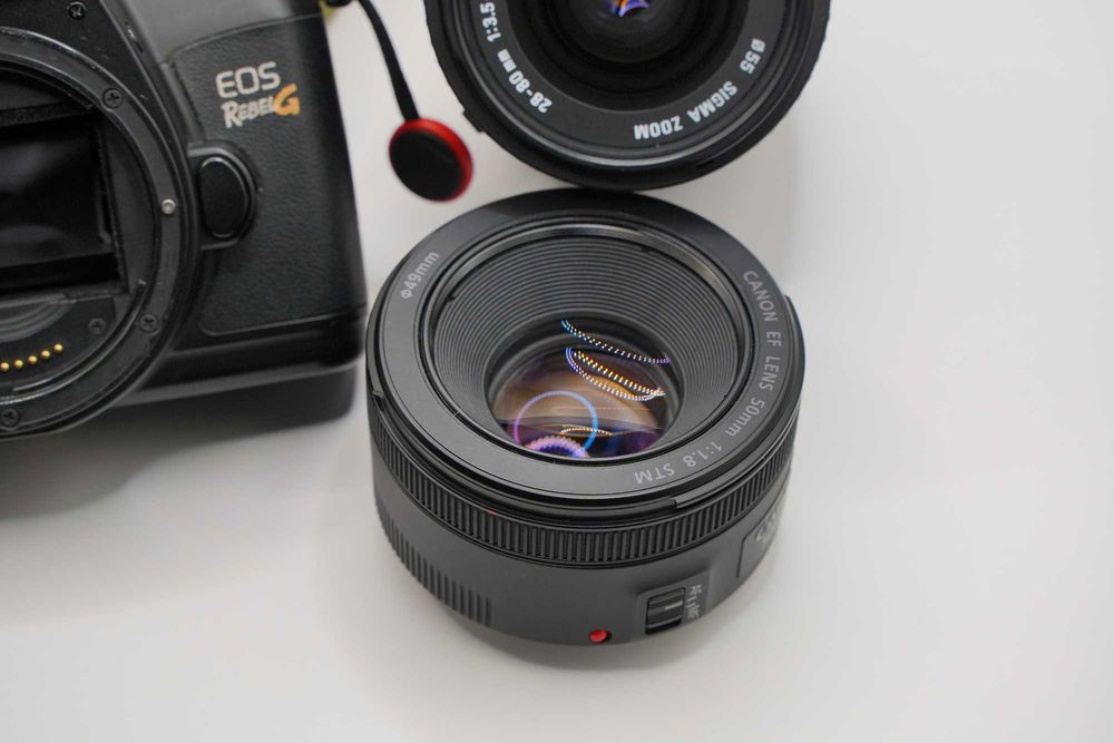 Aparat analogowy Canon EOS Rebel G + Sigma 28-80mm + 50 1.8 STM OKAZJA